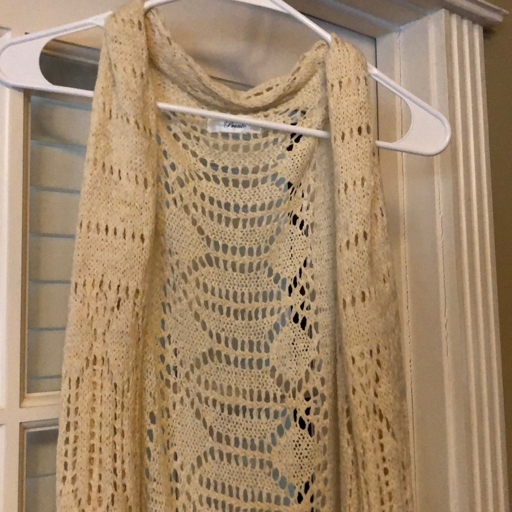 Long cream sweater vest